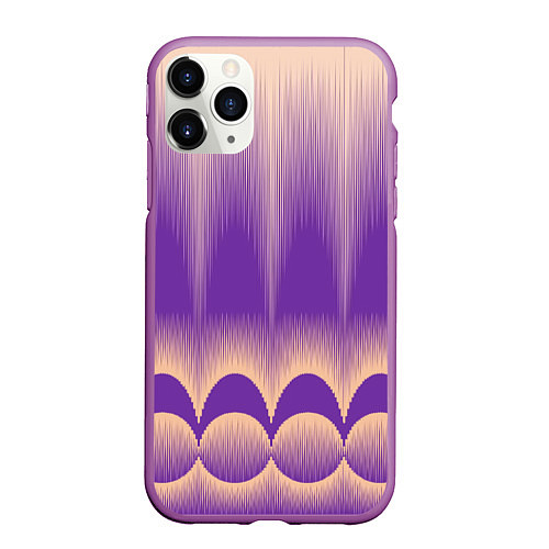 Чехол iPhone 11 Pro матовый Фиолетовый градиент в полоску / 3D-Фиолетовый – фото 1