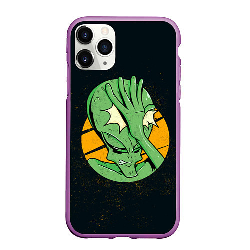 Чехол iPhone 11 Pro матовый Alien facepalm / 3D-Фиолетовый – фото 1