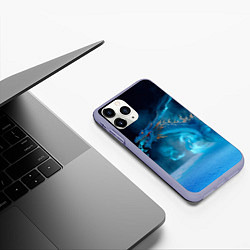 Чехол iPhone 11 Pro матовый Зимний ледяной дракон, цвет: 3D-светло-сиреневый — фото 2