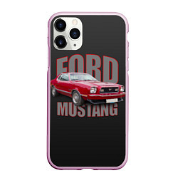 Чехол iPhone 11 Pro матовый Автомашина Ford Mustang, цвет: 3D-розовый