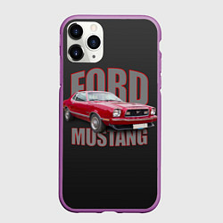 Чехол iPhone 11 Pro матовый Автомашина Ford Mustang, цвет: 3D-фиолетовый