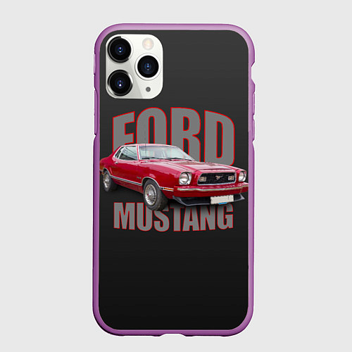 Чехол iPhone 11 Pro матовый Автомашина Ford Mustang / 3D-Фиолетовый – фото 1