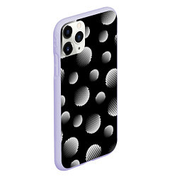 Чехол iPhone 11 Pro матовый Шары в полоску на черном фоне, цвет: 3D-светло-сиреневый — фото 2