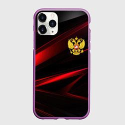 Чехол iPhone 11 Pro матовый Золотистый герб России, цвет: 3D-фиолетовый