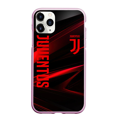 Чехол iPhone 11 Pro матовый Juventus black red logo / 3D-Розовый – фото 1