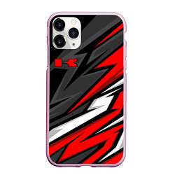 Чехол iPhone 11 Pro матовый Kawasaki - red uniform, цвет: 3D-розовый