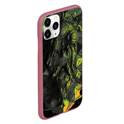 Чехол iPhone 11 Pro матовый Зеленая абстрактная текстура, цвет: 3D-малиновый — фото 2
