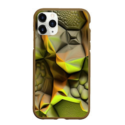 Чехол iPhone 11 Pro матовый Зеленая объемная космическая текстура, цвет: 3D-коричневый
