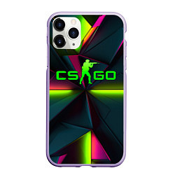 Чехол iPhone 11 Pro матовый CS GO green neon, цвет: 3D-светло-сиреневый