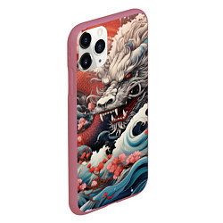 Чехол iPhone 11 Pro матовый Морской дракон Irezumi, цвет: 3D-малиновый — фото 2