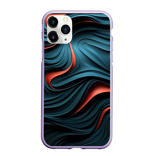 Чехол iPhone 11 Pro матовый Сине-оранжевая абстрактная волна / 3D-Светло-сиреневый – фото 1