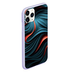Чехол iPhone 11 Pro матовый Сине-оранжевая абстрактная волна, цвет: 3D-светло-сиреневый — фото 2