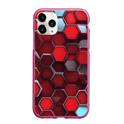 Чехол iPhone 11 Pro матовый Cyber hexagon red
