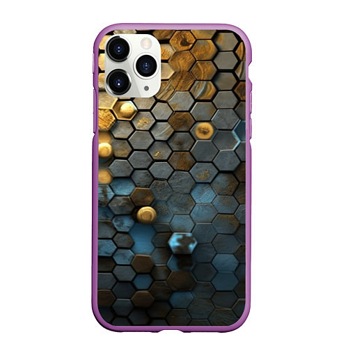 Чехол iPhone 11 Pro матовый Позолоченая броня / 3D-Фиолетовый – фото 1