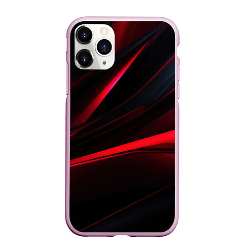 Чехол iPhone 11 Pro матовый Red lighting black background / 3D-Розовый – фото 1