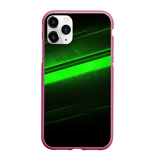 Чехол iPhone 11 Pro матовый Green line / 3D-Малиновый – фото 1