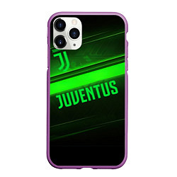 Чехол iPhone 11 Pro матовый Juventus green line, цвет: 3D-фиолетовый