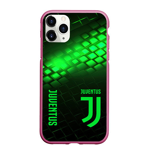 Чехол iPhone 11 Pro матовый Juventus green logo neon / 3D-Малиновый – фото 1