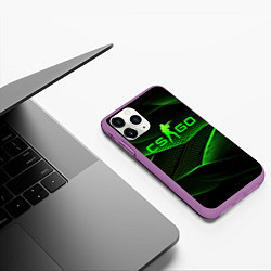 Чехол iPhone 11 Pro матовый CSGO green abstract lines, цвет: 3D-фиолетовый — фото 2