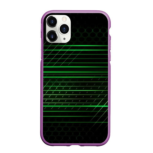 Чехол iPhone 11 Pro матовый Green abstract texture / 3D-Фиолетовый – фото 1