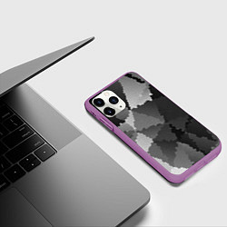 Чехол iPhone 11 Pro матовый Мозаичный узор в серых оттенках, цвет: 3D-фиолетовый — фото 2