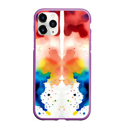 Чехол iPhone 11 Pro матовый Цветная монотипия - поп-арт, цвет: 3D-фиолетовый