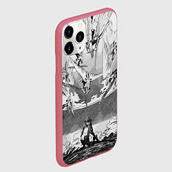 Чехол iPhone 11 Pro матовый Нападение ангелов - Евангелион, цвет: 3D-малиновый — фото 2