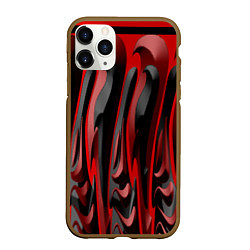Чехол iPhone 11 Pro матовый Пластик красно-черный, цвет: 3D-коричневый