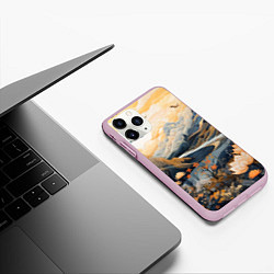 Чехол iPhone 11 Pro матовый Солнечное утро в цветущих горах, цвет: 3D-розовый — фото 2