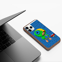 Чехол iPhone 11 Pro матовый Леон из Бравл Старс синий, цвет: 3D-коричневый — фото 2