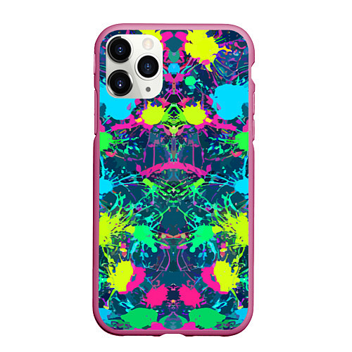 Чехол iPhone 11 Pro матовый Colorful blots - expressionism - vogue / 3D-Малиновый – фото 1