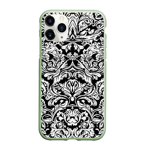 Чехол iPhone 11 Pro матовый Floral pattern - irezumi - neural network / 3D-Салатовый – фото 1
