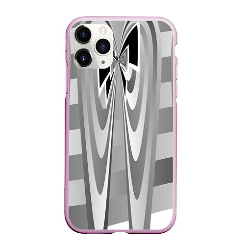 Чехол iPhone 11 Pro матовый Серая геометрия / 3D-Розовый – фото 1
