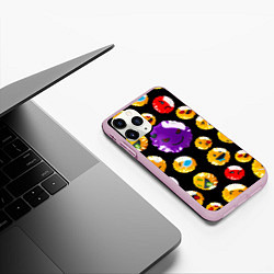 Чехол iPhone 11 Pro матовый Хитрый эмоджи, цвет: 3D-розовый — фото 2