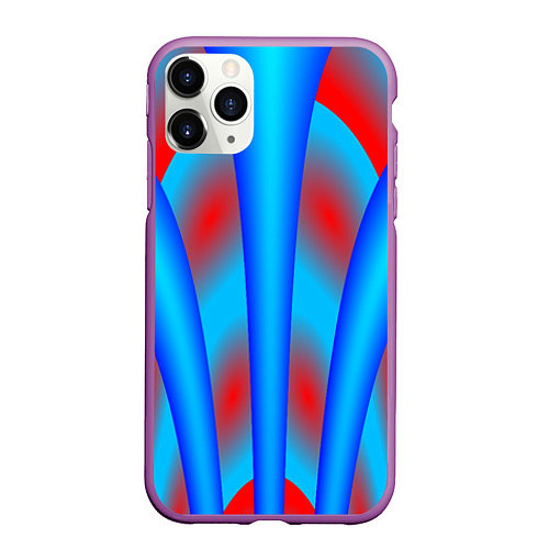 Чехол iPhone 11 Pro матовый Сине-красные / 3D-Фиолетовый – фото 1