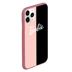 Чехол iPhone 11 Pro матовый Барби - сплит нежно-персикового и черного, цвет: 3D-малиновый — фото 2