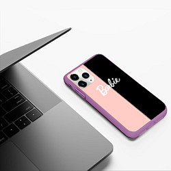 Чехол iPhone 11 Pro матовый Барби - сплит нежно-персикового и черного, цвет: 3D-фиолетовый — фото 2