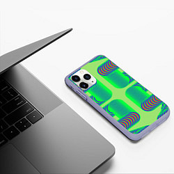 Чехол iPhone 11 Pro матовый Дуги на зеленом фоне, цвет: 3D-светло-сиреневый — фото 2
