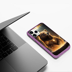 Чехол iPhone 11 Pro матовый Бурый мишка, цвет: 3D-фиолетовый — фото 2