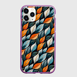Чехол iPhone 11 Pro матовый Узор из листьев поздняя осень, цвет: 3D-фиолетовый
