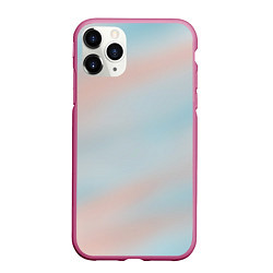 Чехол iPhone 11 Pro матовый Нежно розовые и голубые размытия, цвет: 3D-малиновый