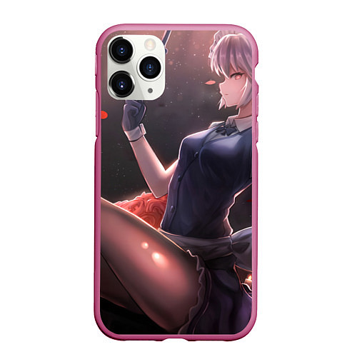 Чехол iPhone 11 Pro матовый Touhou Project Сакуя Izayoi / 3D-Малиновый – фото 1