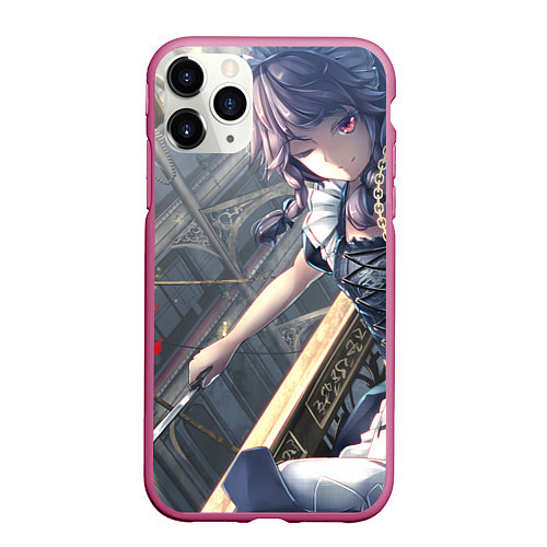 Чехол iPhone 11 Pro матовый Touhou Project Сакуя Izayoi / 3D-Малиновый – фото 1