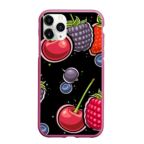 Чехол iPhone 11 Pro матовый Плоды и ягоды / 3D-Малиновый – фото 1