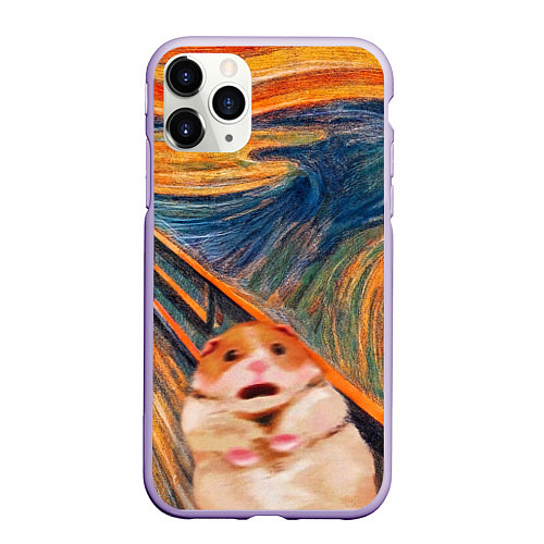 Чехол iPhone 11 Pro матовый Крик хомяка / 3D-Светло-сиреневый – фото 1