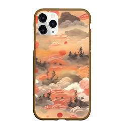 Чехол iPhone 11 Pro матовый Japen pattern, цвет: 3D-коричневый