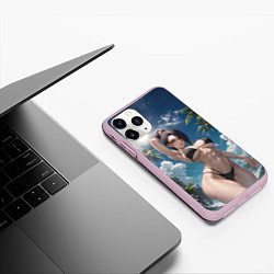 Чехол iPhone 11 Pro матовый Девушка в купальник на море, цвет: 3D-розовый — фото 2