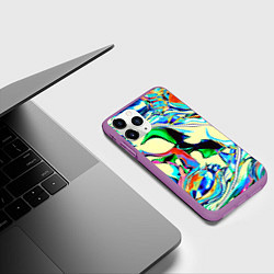 Чехол iPhone 11 Pro матовый Яркие абстрактные разводы, цвет: 3D-фиолетовый — фото 2