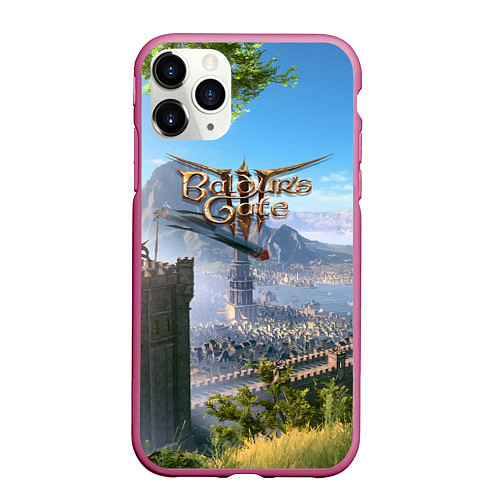 Чехол iPhone 11 Pro матовый Врата Балдура - Baldurs Gate 3 / 3D-Малиновый – фото 1