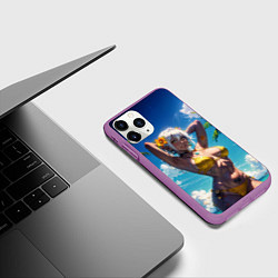 Чехол iPhone 11 Pro матовый Девушка в желтом купальнике, цвет: 3D-фиолетовый — фото 2
